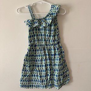 Carter's Blue & Green Diamond Dress with Ruffle, Size 3T